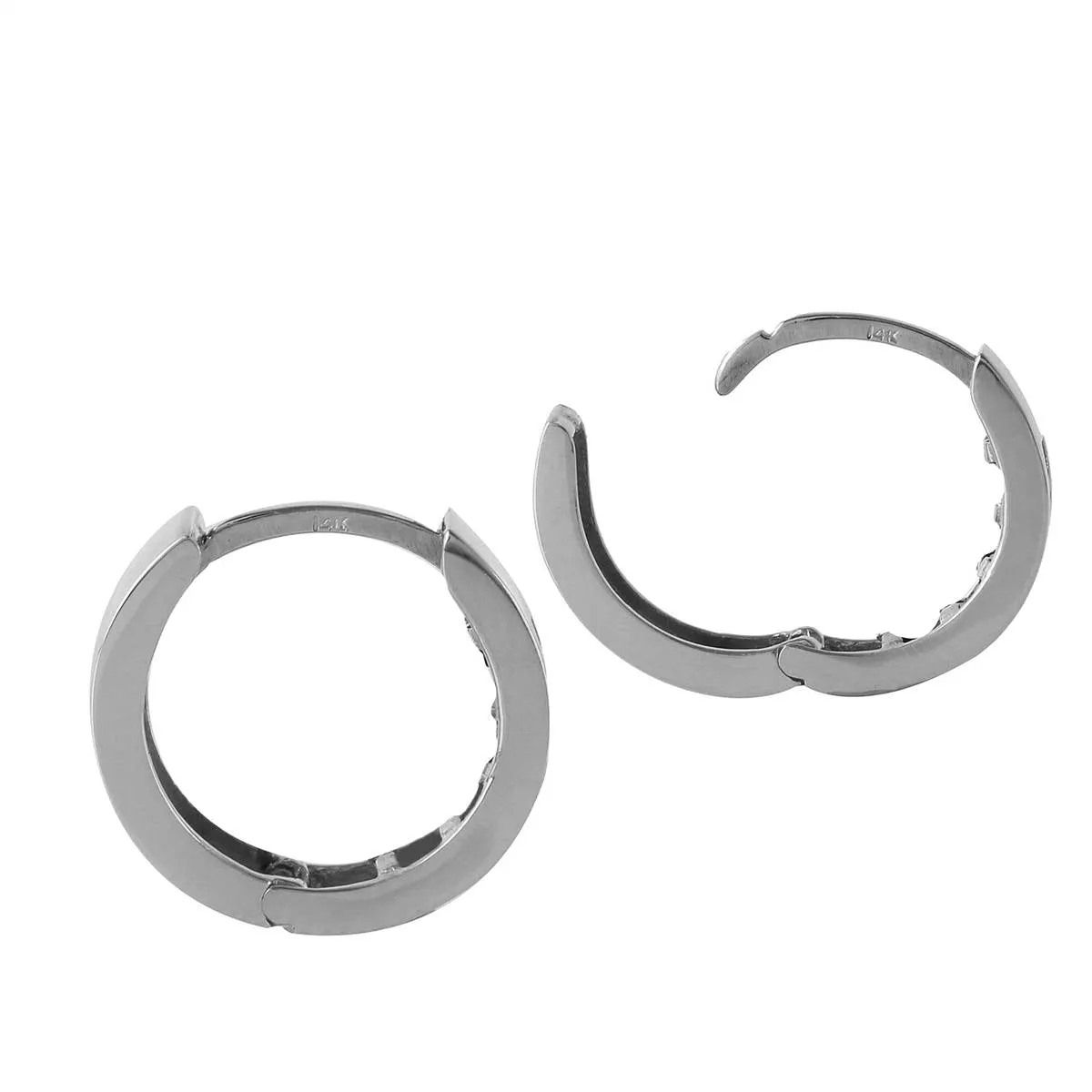 0.7 Carat 14K Solid White Gold Hoop Huggie Earrings Citrine