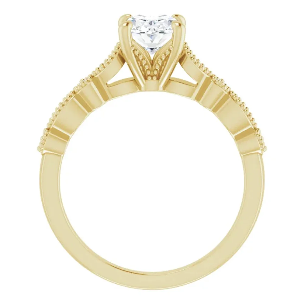 1 1/10 Ct Moissanite & Lab Grown Diamond Engagemeng Ring 10k Yellow Gold
