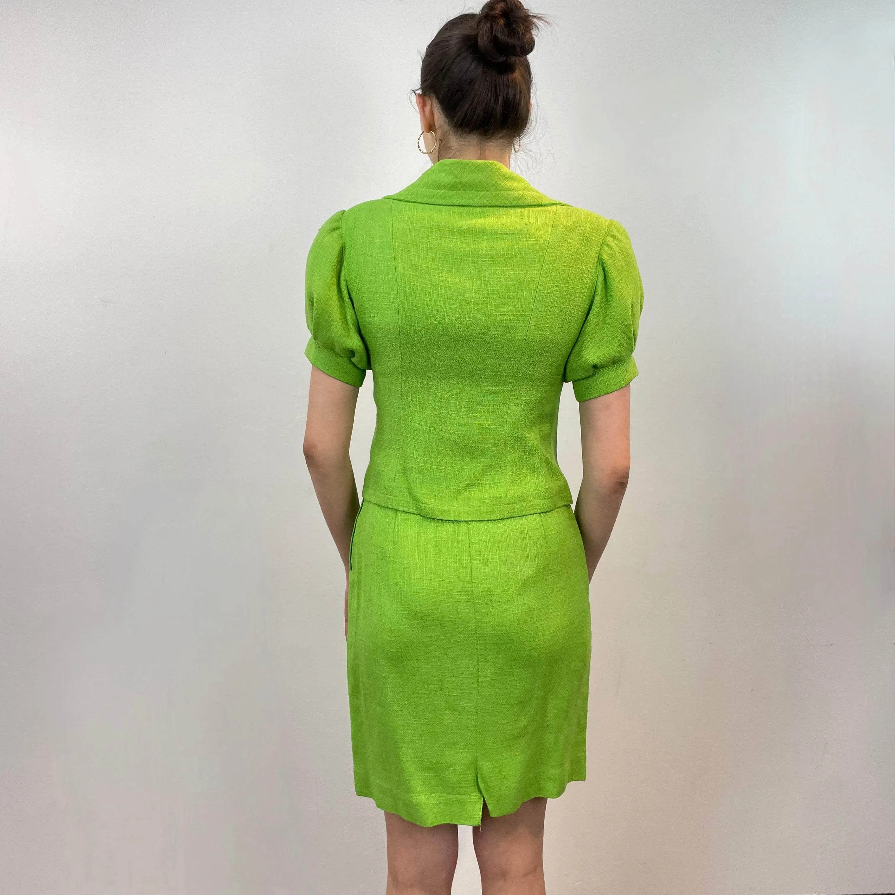 1980s Christian Lacroix Lime Blazer and Skirt Set Small/Medium