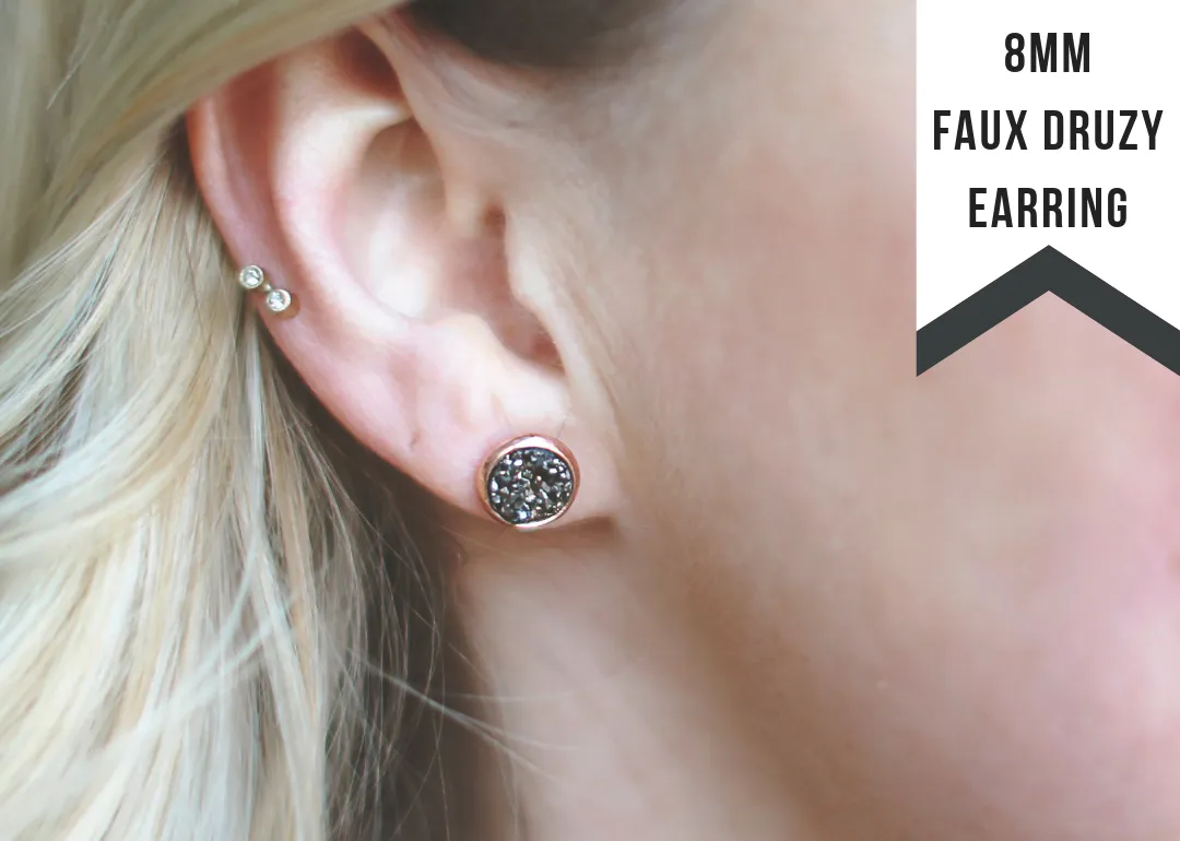 8mm Shimmer Sparkly Druzy Stud