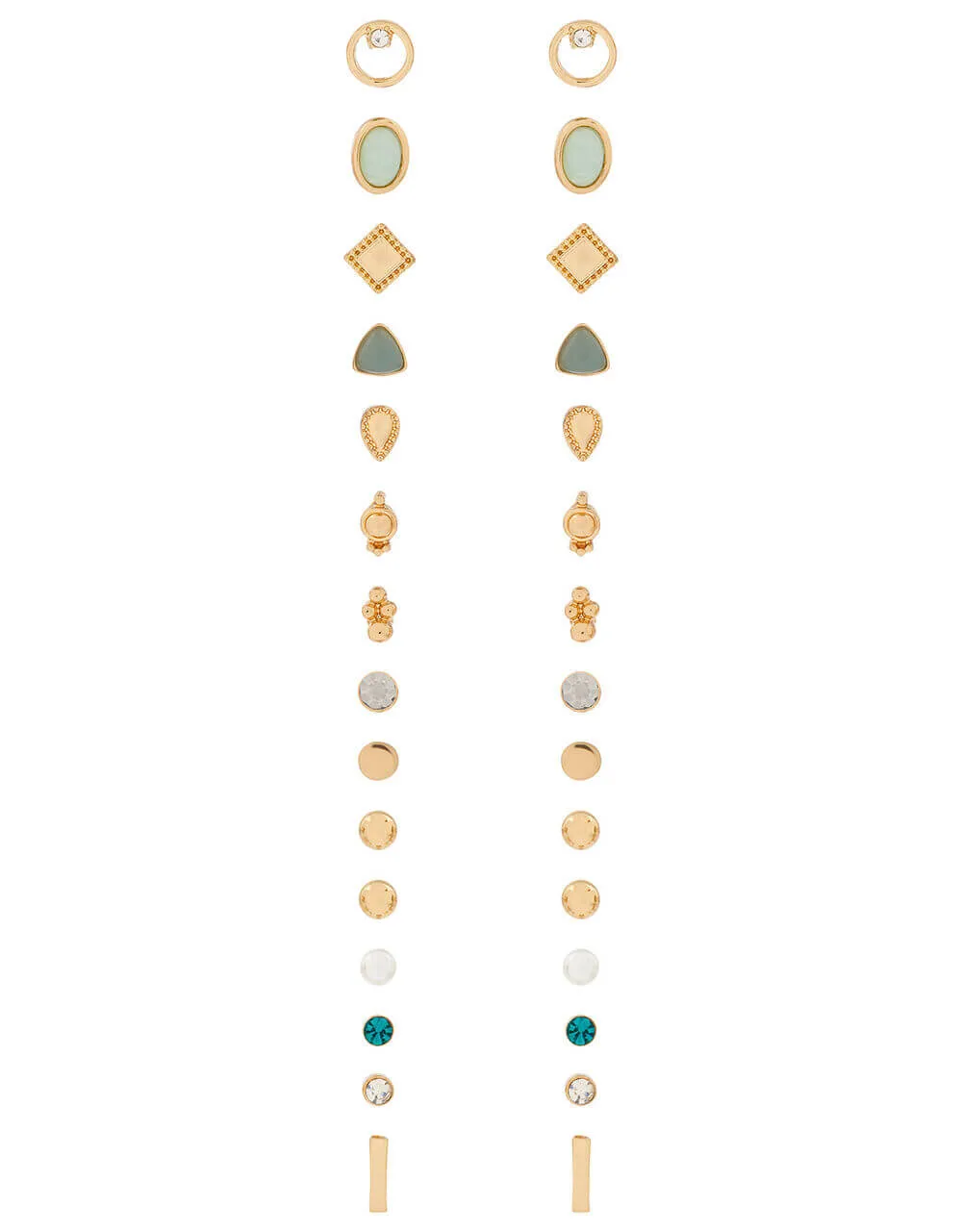 Accessorize Green Mix Shape Stud Earring Multipack