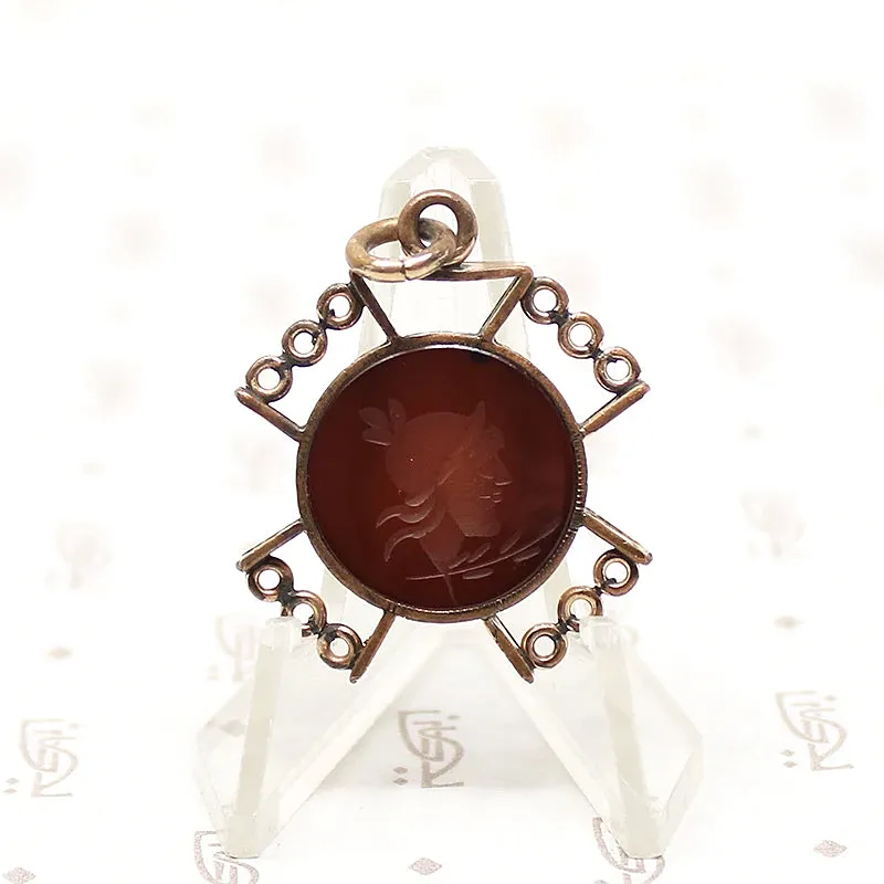 Agate Intaglio Gold Filled Fob