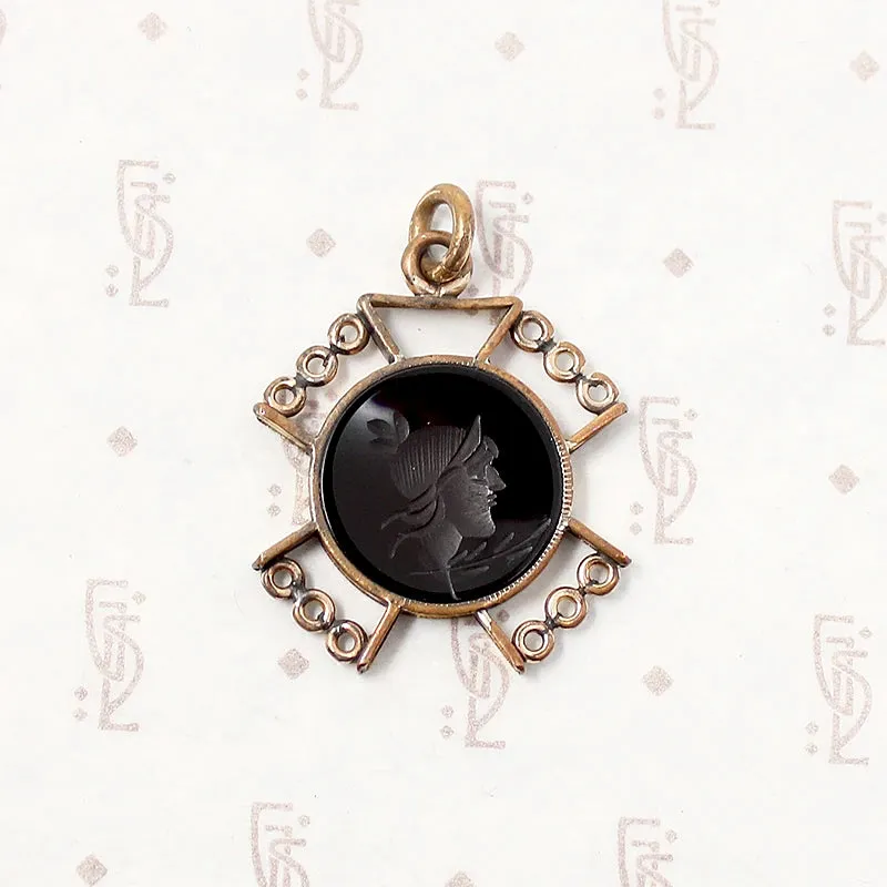 Agate Intaglio Gold Filled Fob