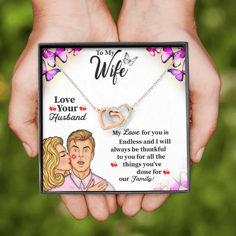 Anniversary Gift For Wife Interlocking Heart Necklace For Wife