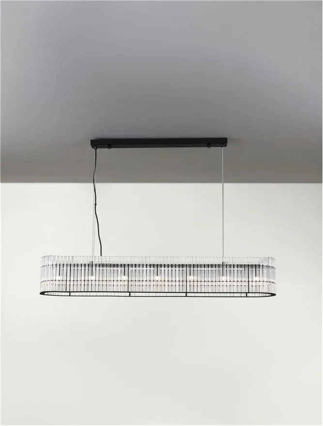 BAR Matt Black Metal & Clear Glass Over Table Pendant - ID 13199