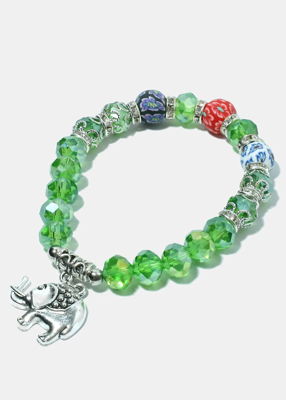 Beaded Elephant Charm Bracelet