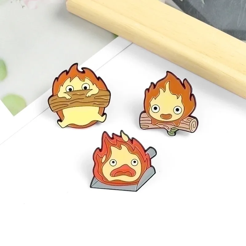 Cartoon Style Pin Flame Alloy Stoving Varnish Unisex Brooches