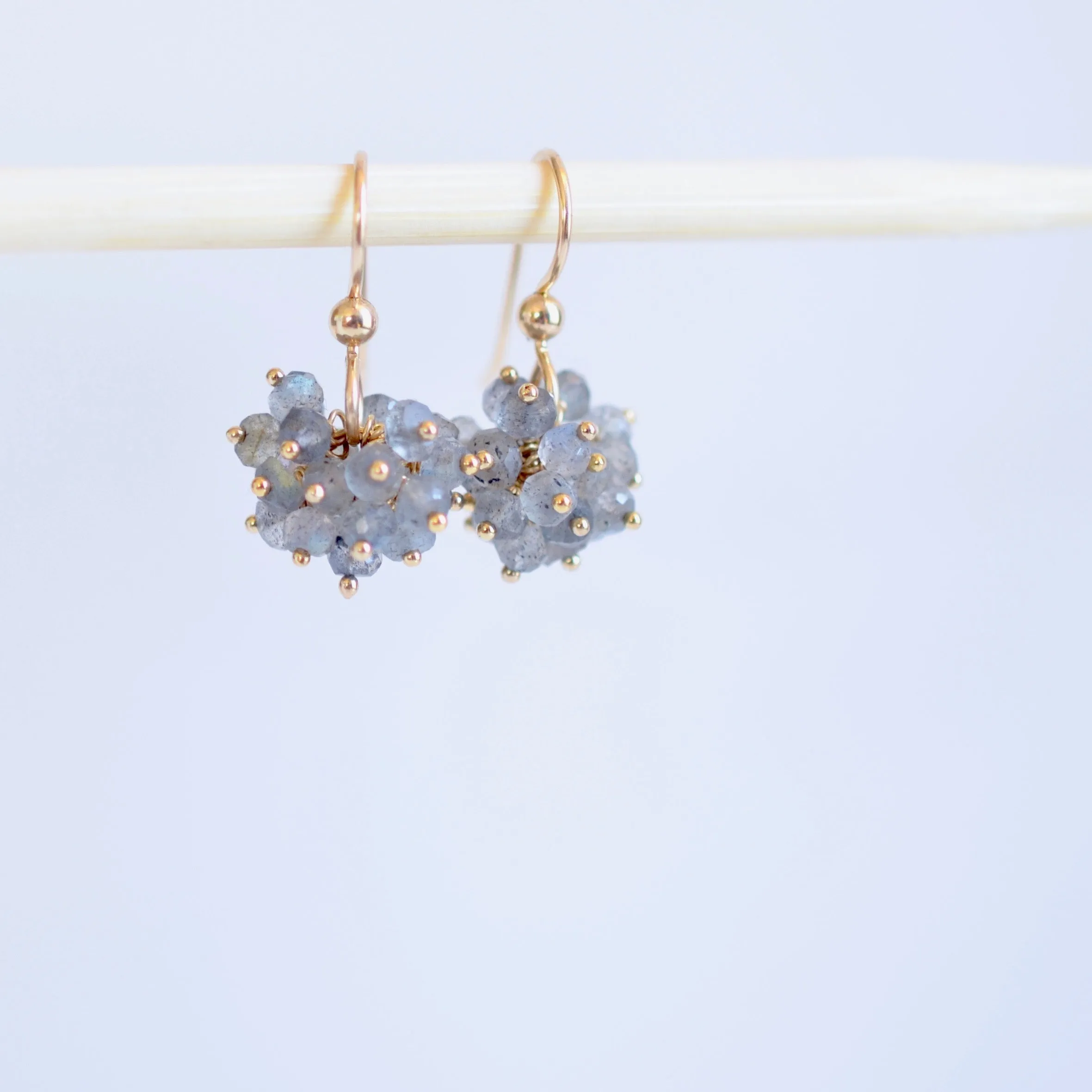 Claudia - Labradorite, 14k Gold Filled Cluster Earrings