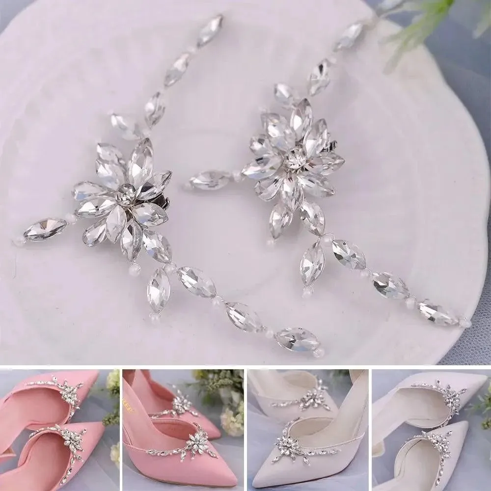 European Wedding Shoe Buckle Brooch - Shiny Rhinestone Decorations