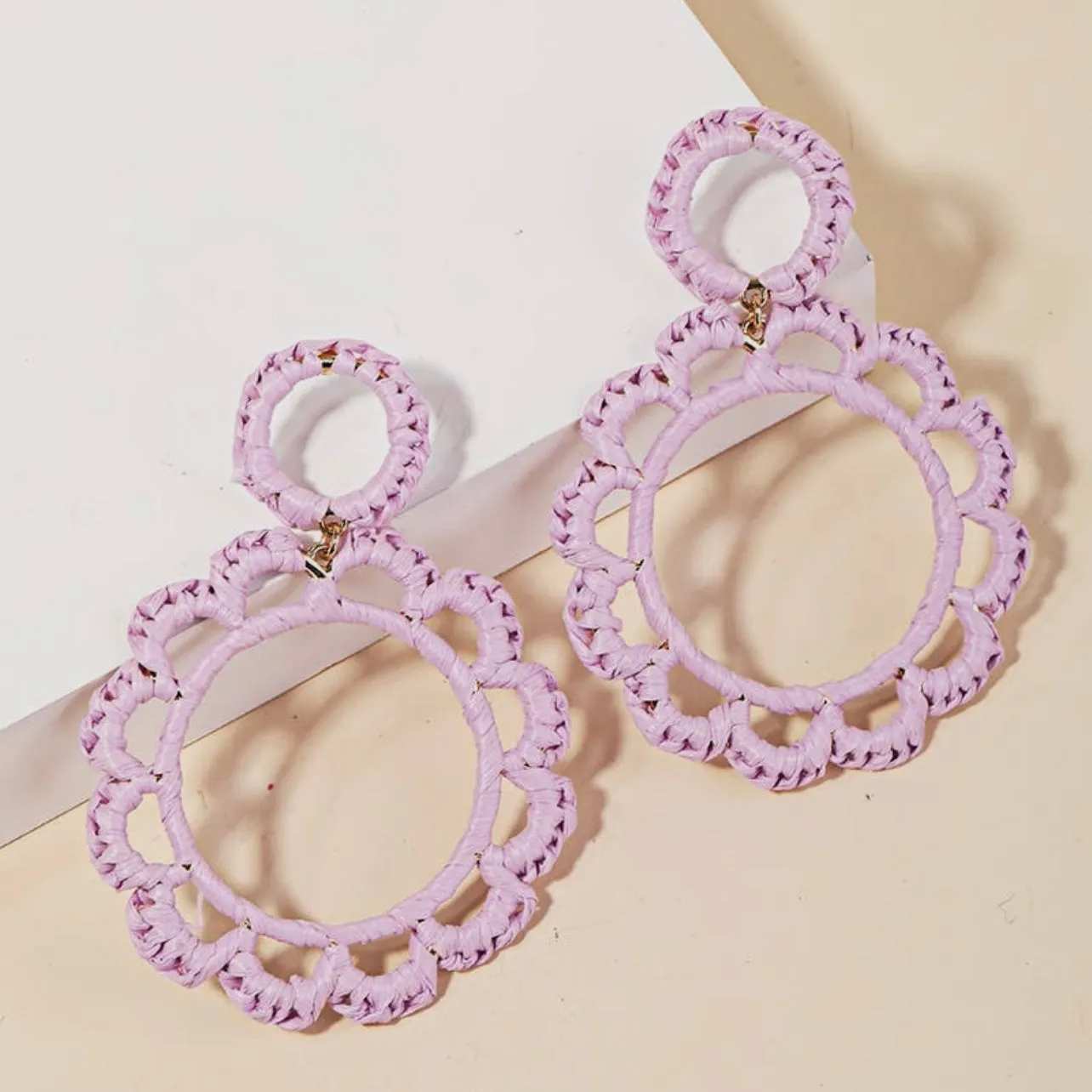 Floral Raffia Wrapped Earrings