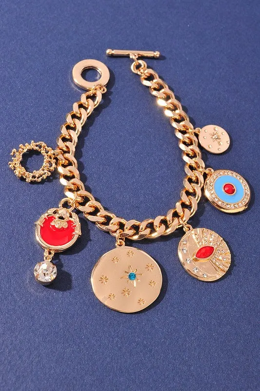 Gold Tone Charm Bracelet