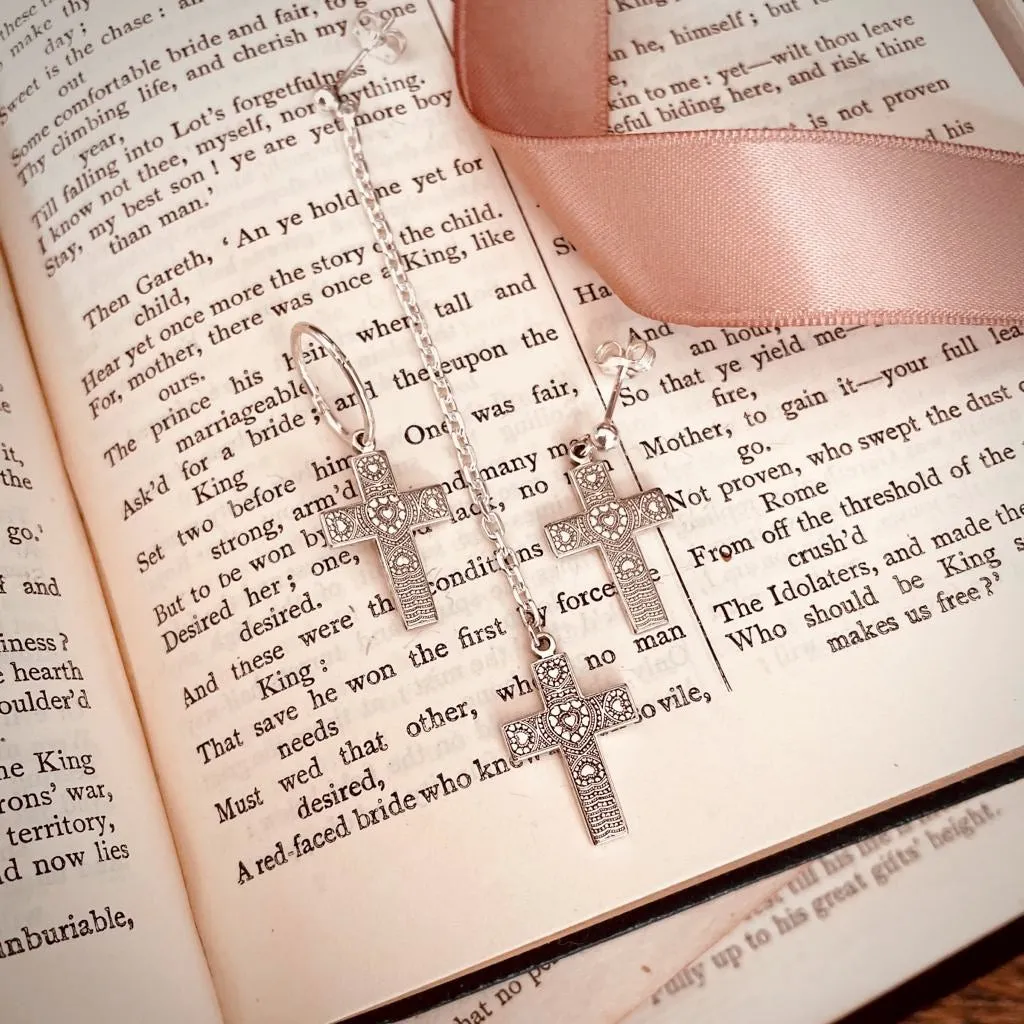 Heart Cross Single Earring