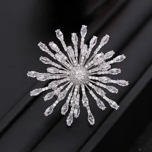 Luxury Copper Micro Inlaid Cubic Zirconia Fireworks Brooch