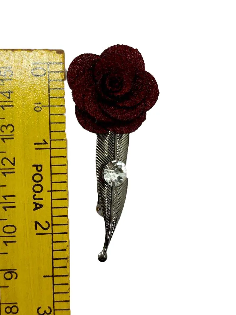 Maroon Flower Brooch