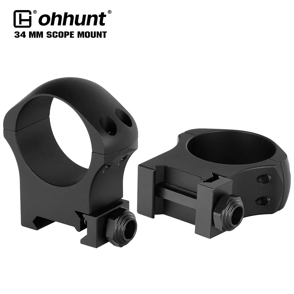 ohhunt® Pro 7075 Aluminum 34mm Scope Rings for Picatinny Rail - High Med Low Profile
