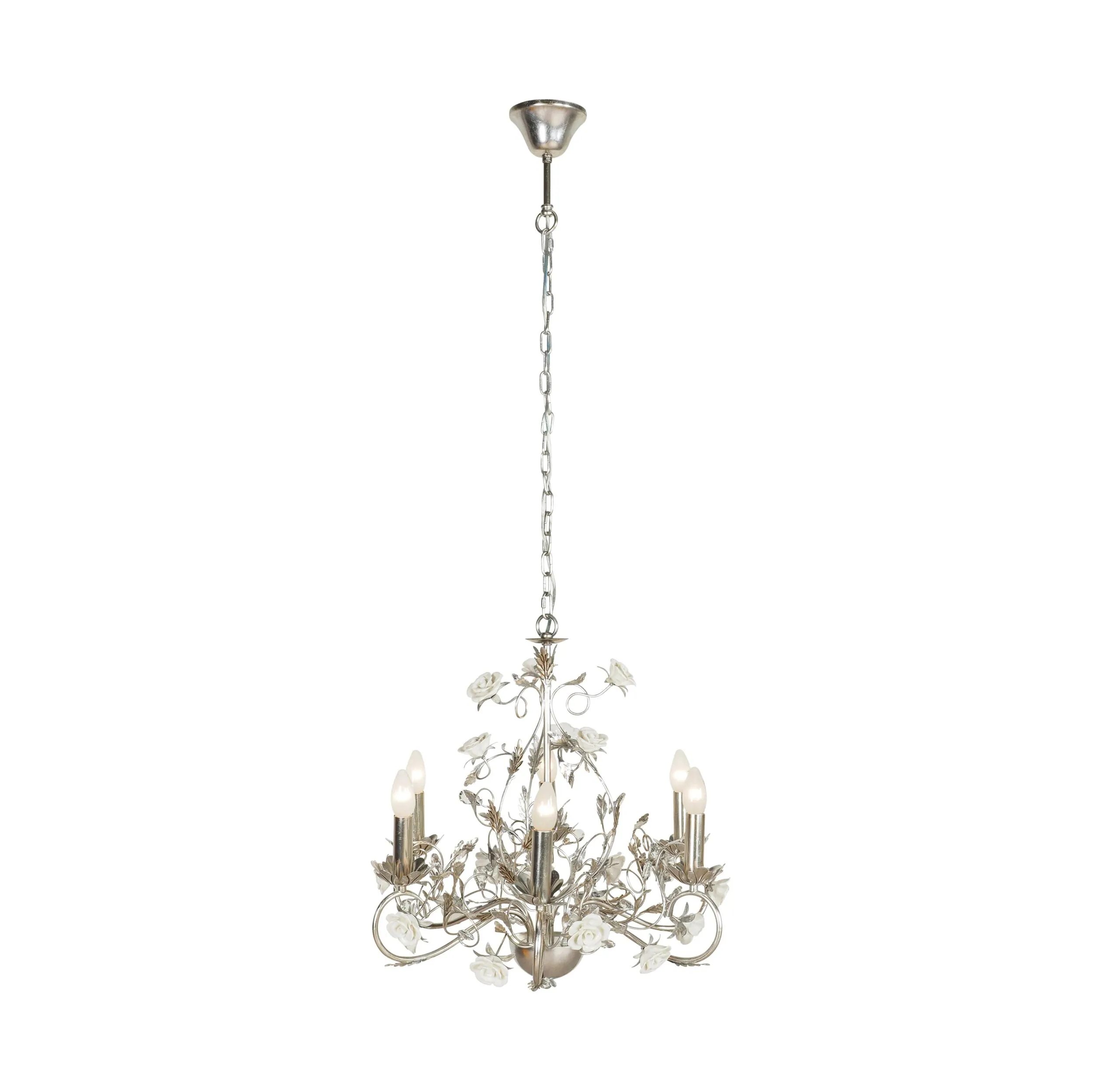 Oriana Silver Finish 6 Light Crystal Glass Chandelier