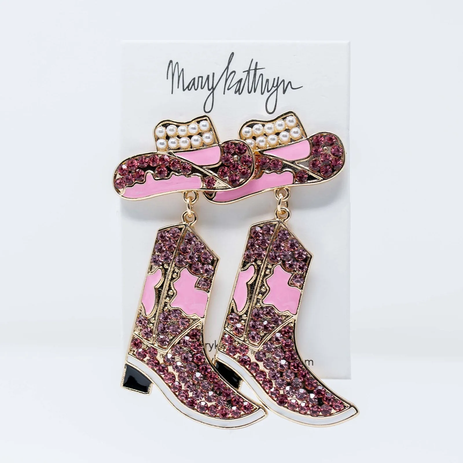 Pink Shania Boot Earrings