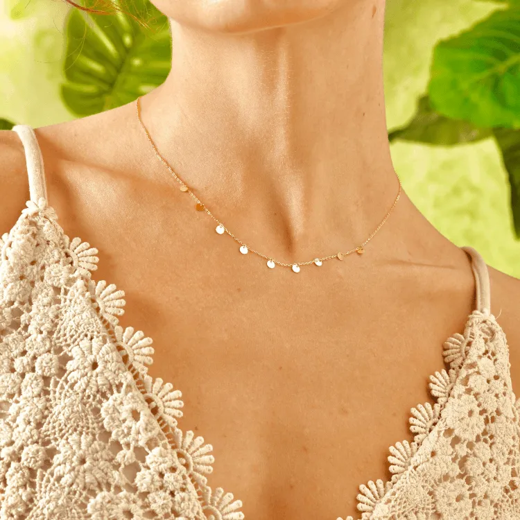 Real Gold Minimalist Charms Dangler Hanging Necklace (45 C.M) 6874 N1419