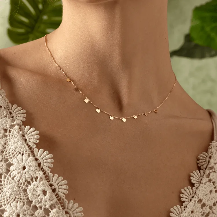 Real Gold Minimalist Charms Dangler Hanging Necklace (45 C.M) 6874 N1419