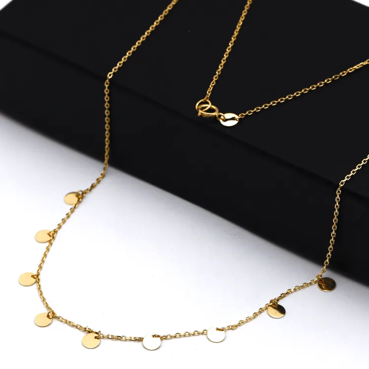 Real Gold Minimalist Charms Dangler Hanging Necklace (45 C.M) 6874 N1419