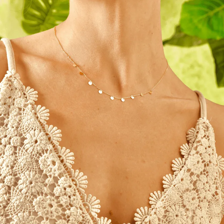 Real Gold Minimalist Charms Dangler Hanging Necklace (45 C.M) 6874 N1419