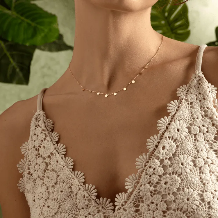Real Gold Minimalist Charms Dangler Hanging Necklace (45 C.M) 6874 N1419