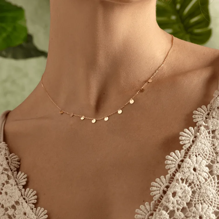 Real Gold Minimalist Charms Dangler Hanging Necklace (45 C.M) 6874 N1419