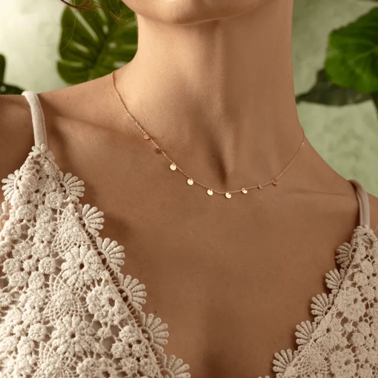 Real Gold Minimalist Charms Dangler Hanging Necklace (45 C.M) 6874 N1419