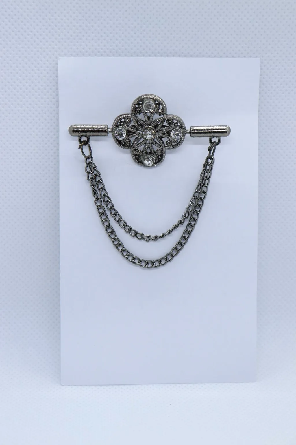 Silver Oxidized Flower Designer Metallic Brooch