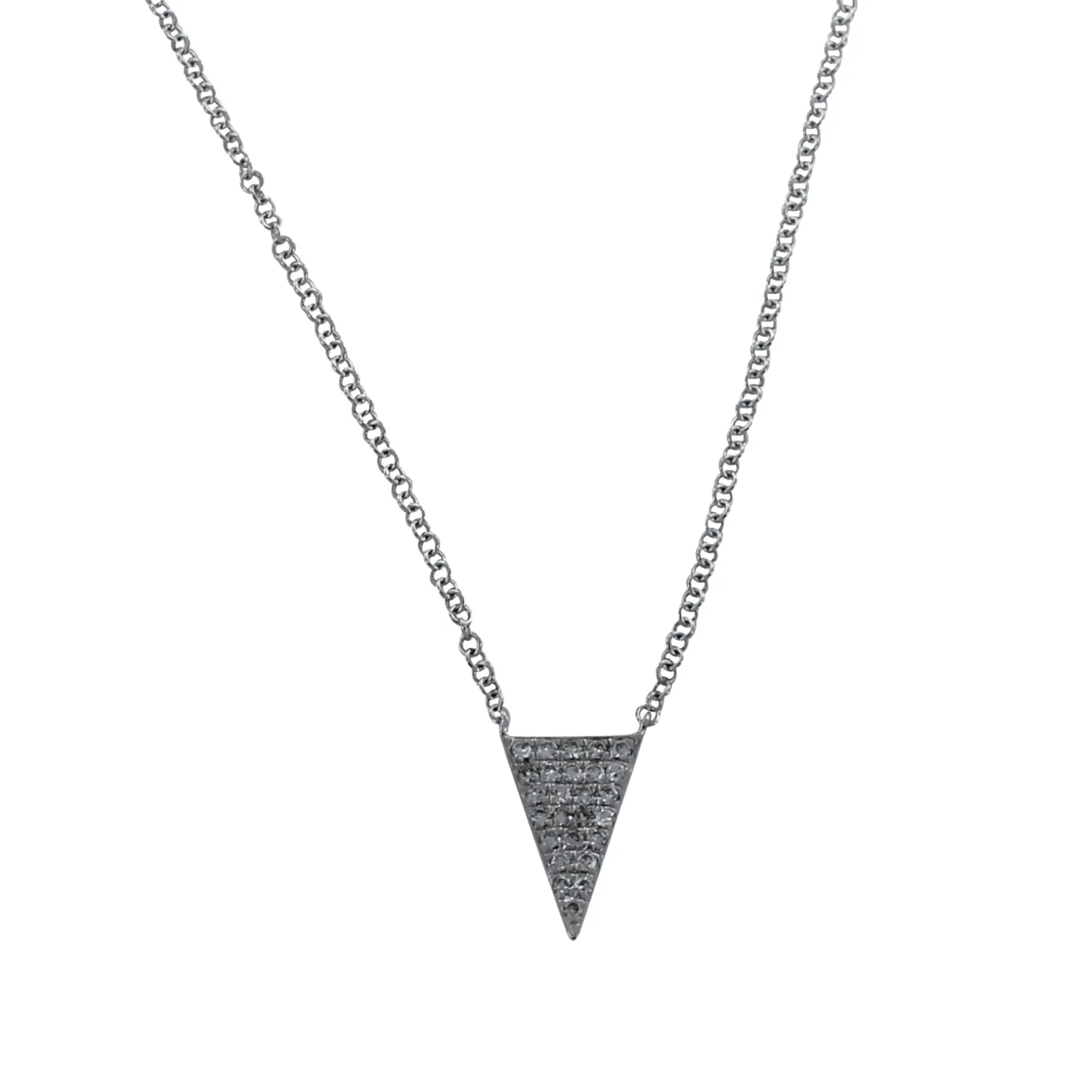 Stunning 14K Solid Gold and Diamond Triangle Design Necklace