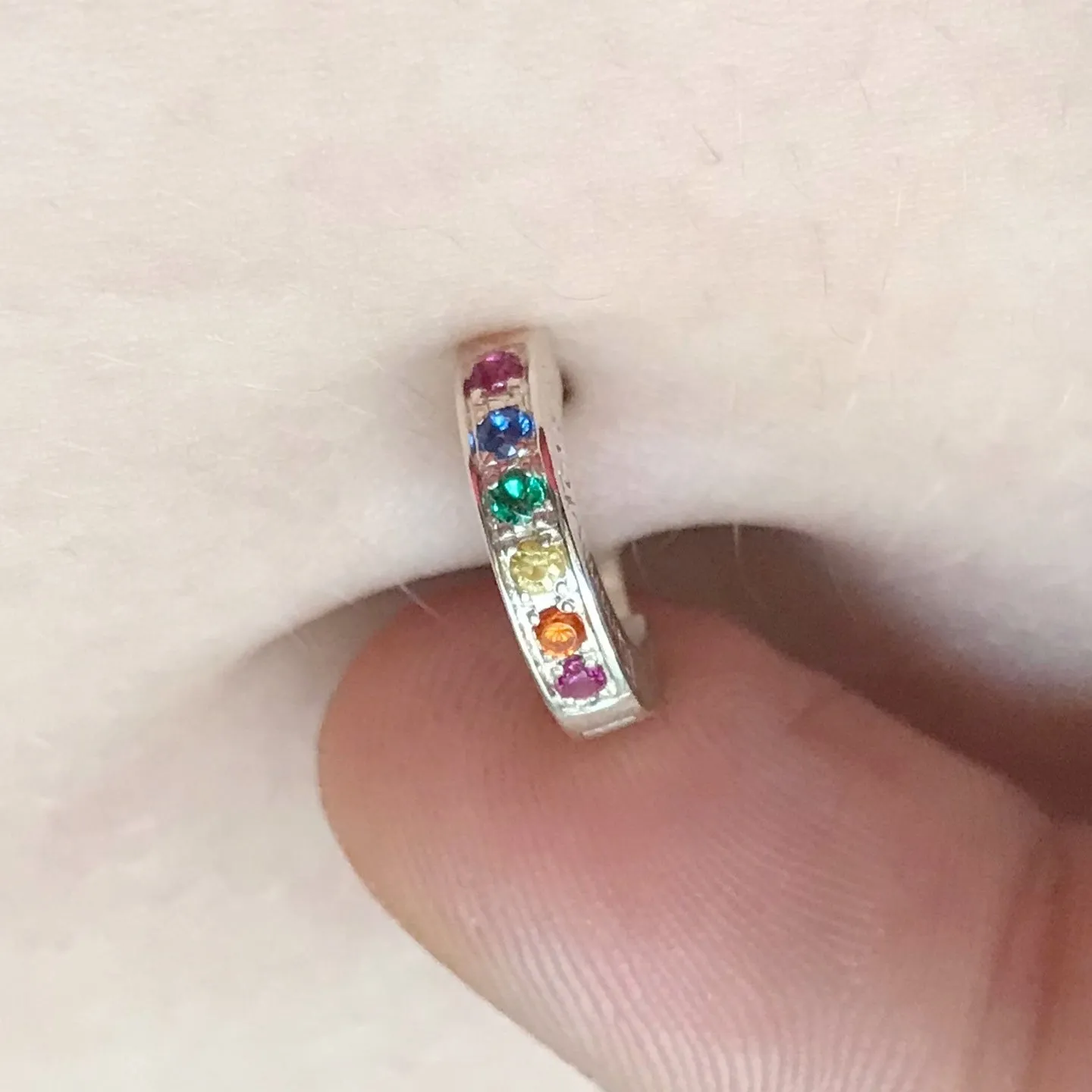TummyToys® Classic 925 Silver Rainbow Paved Navel Hoop