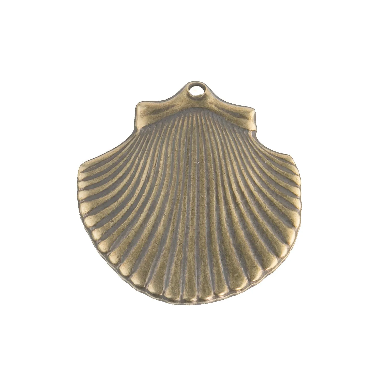 Vintage antiqued  stamped brass seashell charms 15x17mm, 4 pcs. B9-2159